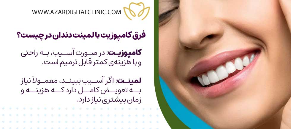 فرق کامپوزیت با لمینت دندان در چیست؟